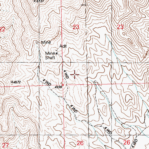 Topographic Map of Coyote Spring, AZ