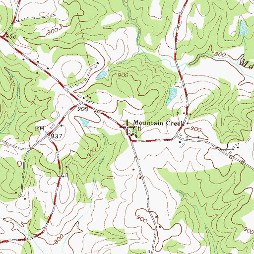Topographic Map of Mountain Creek Baptist Cemetery, GA