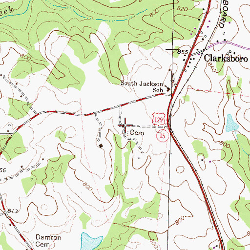 Topographic Map of Oak Road Church, GA