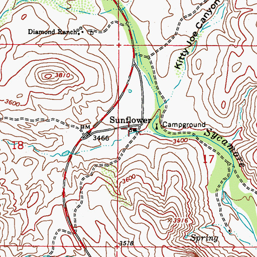 Topographic Map of Sunflower, AZ