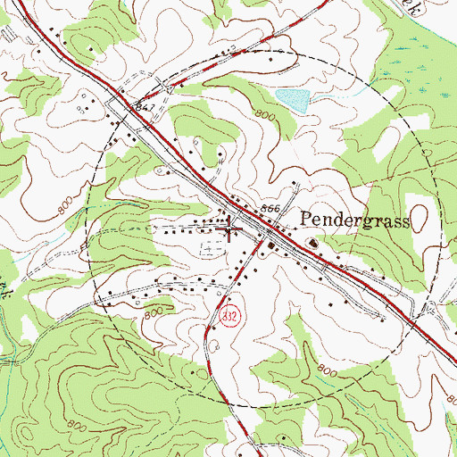 Topographic Map of Pendergrass Baptist Church, GA