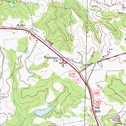 Topographic Map of Redstone Cemetery, GA