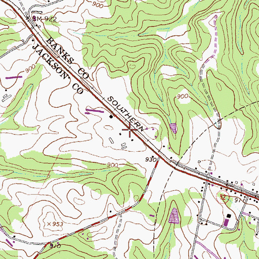 Topographic Map of Solid Rock Church, GA