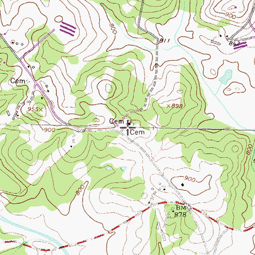 Topographic Map of Unity Christian Church Cemetery, GA