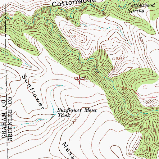 Topographic Map of Sunflower Mesa, AZ