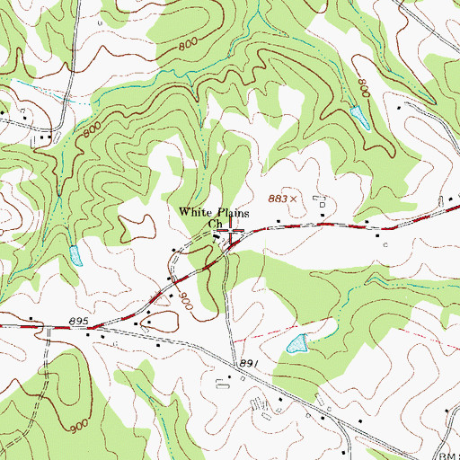Topographic Map of White Plains Baptist Cemetery, GA