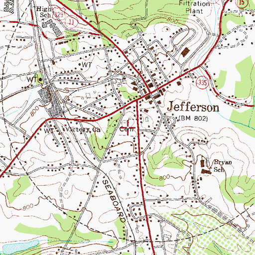 Topographic Map of Woodbine-Jefferson City Cemetery, GA