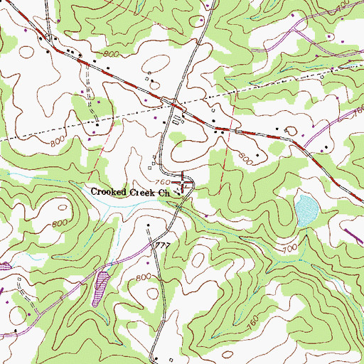 Topographic Map of Crooked Creek Cemetery, GA