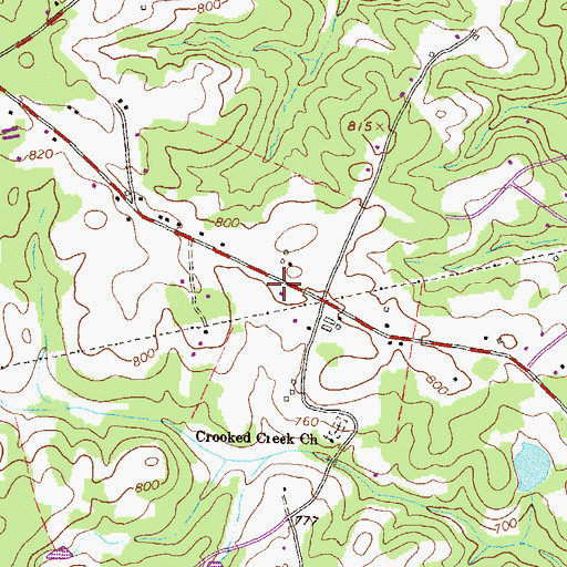 Topographic Map of Crooked Creek Church, GA