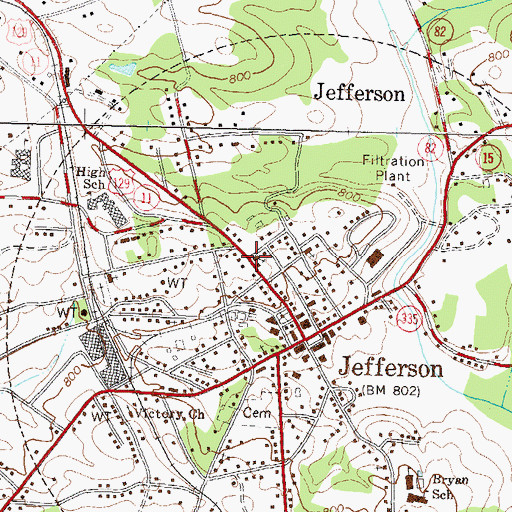 Topographic Map of First Baptist Church, GA
