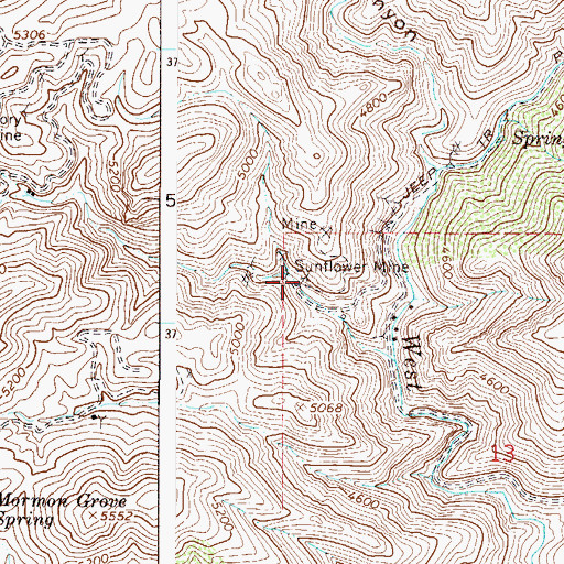 Topographic Map of Sunflower Mine, AZ