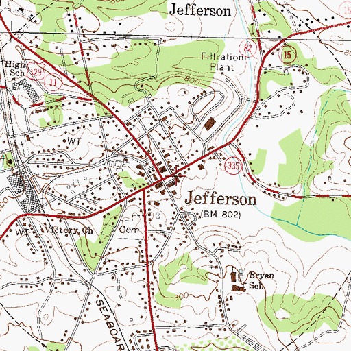 Topographic Map of Jefferson Post Office, GA