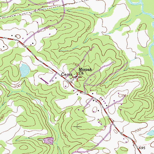 Topographic Map of Mizpah Cemetery, GA