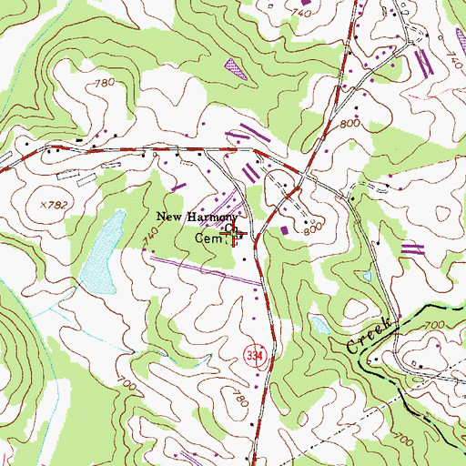 Topographic Map of New Harmony Cemetery, GA