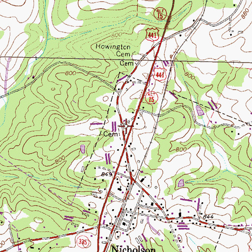 Topographic Map of Nicholson City Cemetery, GA