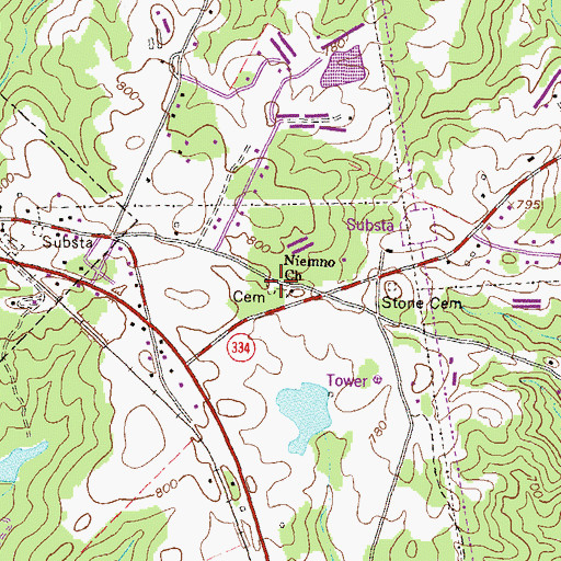 Topographic Map of Niemmo Cemetery, GA