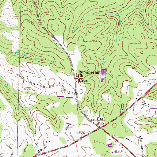 Topographic Map of Summer Hill Cemetery, GA