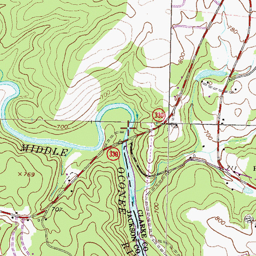 Topographic Map of Talassee Bridge (historical), GA