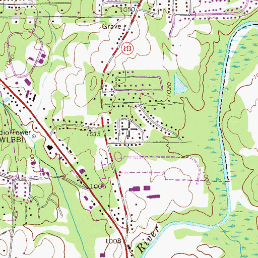 Topographic Map of Greene Valley Estates, GA