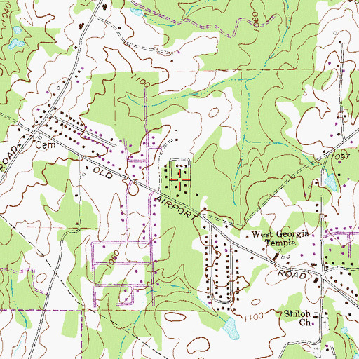 Topographic Map of Hickory Heights, GA