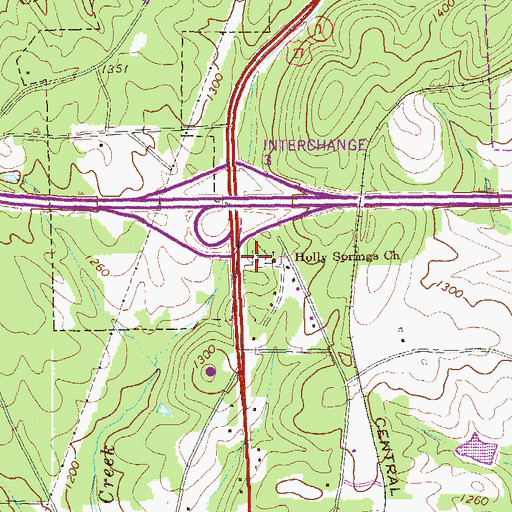 Topographic Map of Holly Springs Cemetery, GA