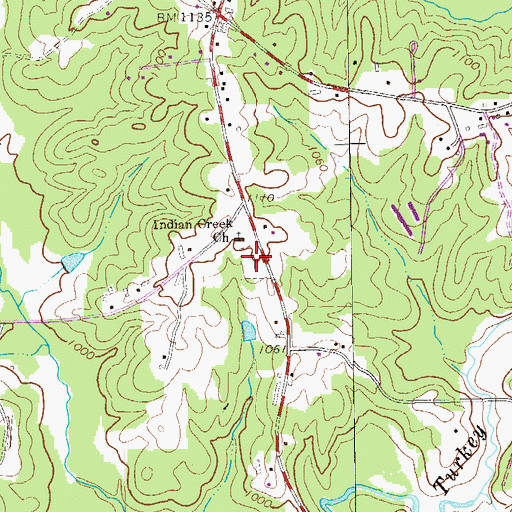 Topographic Map of Indian Creek Cemetery, GA