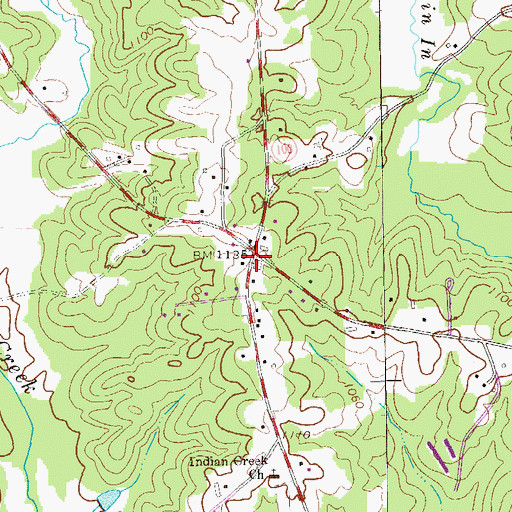 Topographic Map of Indian Creek School (historical), GA