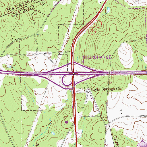 Topographic Map of Interchange Three, GA