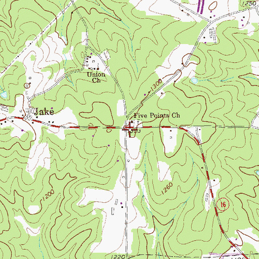 Topographic Map of Jake School (historical), GA