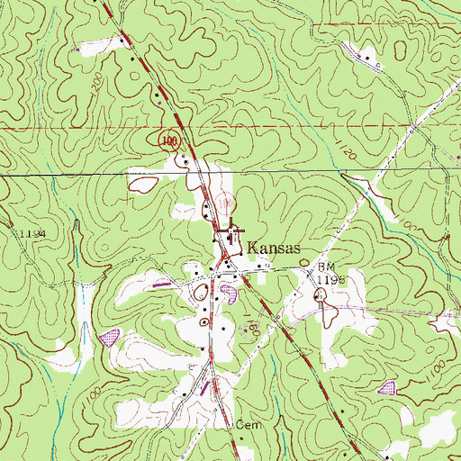 Topographic Map of Kansas Cemetery, GA