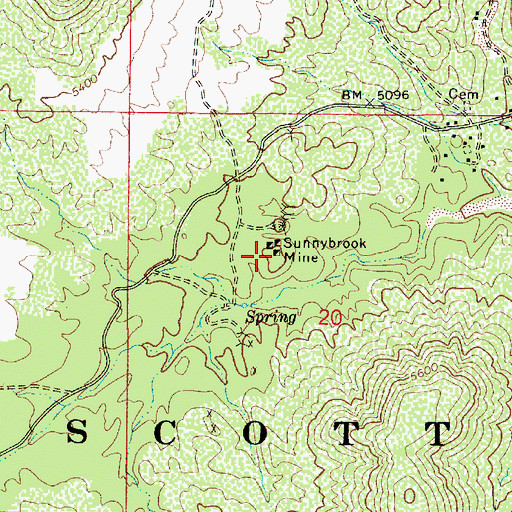 Topographic Map of Sunnybrook Mine, AZ