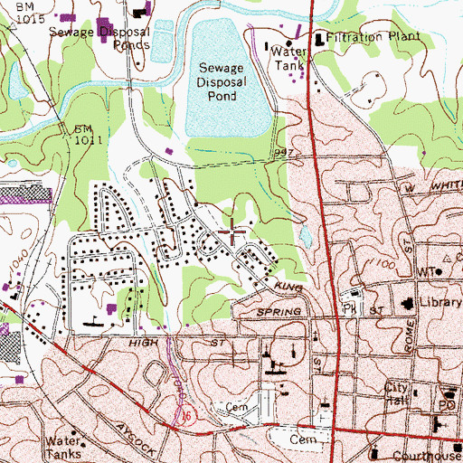 Topographic Map of King Street Cemetery, GA
