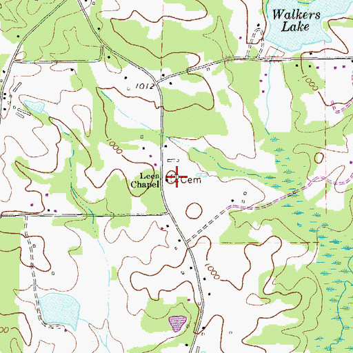 Topographic Map of Lees Chapel Cemetery, GA