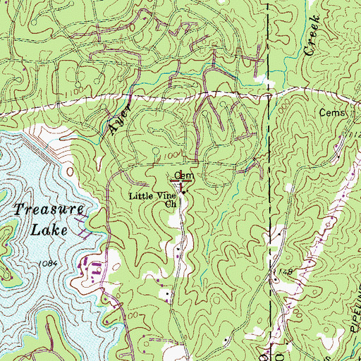 Topographic Map of Little Vine Cemetery, GA