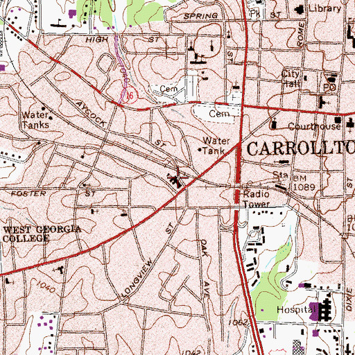 Topographic Map of Maple Street Grade School, GA