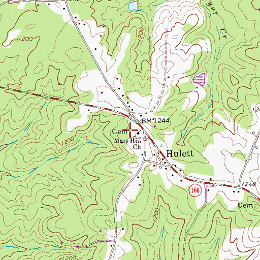 Topographic Map of Mars Hill Cemetery, GA