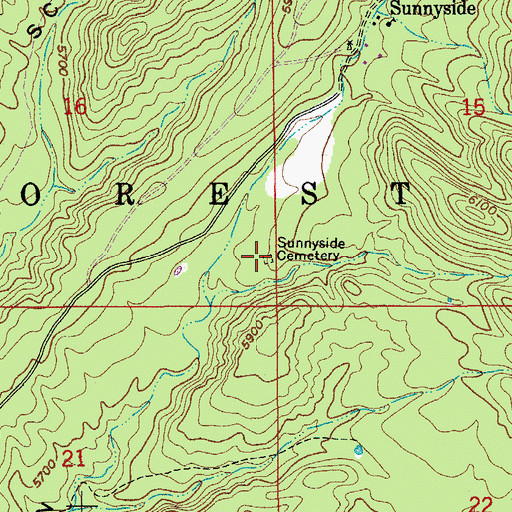 Topographic Map of Sunnyside Cemetery, AZ
