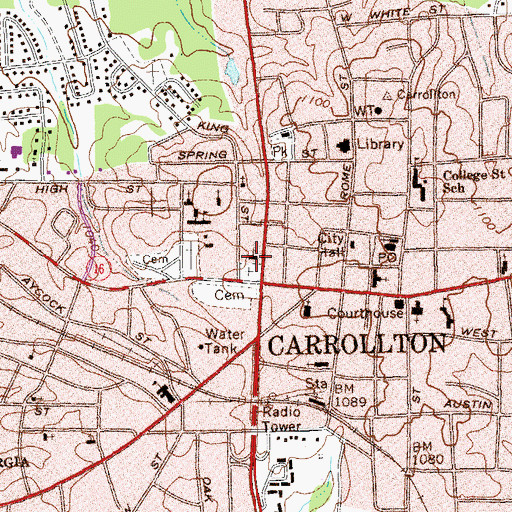 Topographic Map of Moores Chapel Methodist Church, GA