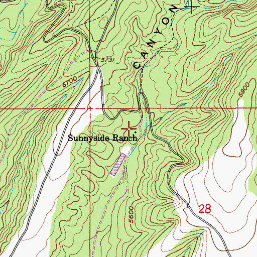 Topographic Map of Sunnyside Ranch, AZ