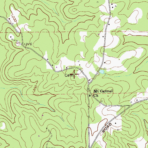 Topographic Map of Mount Carmel Cemetery, GA