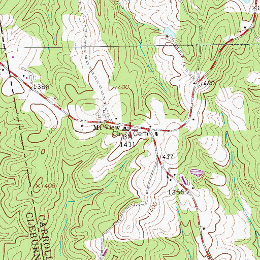 Topographic Map of Mount View Cemetery, GA