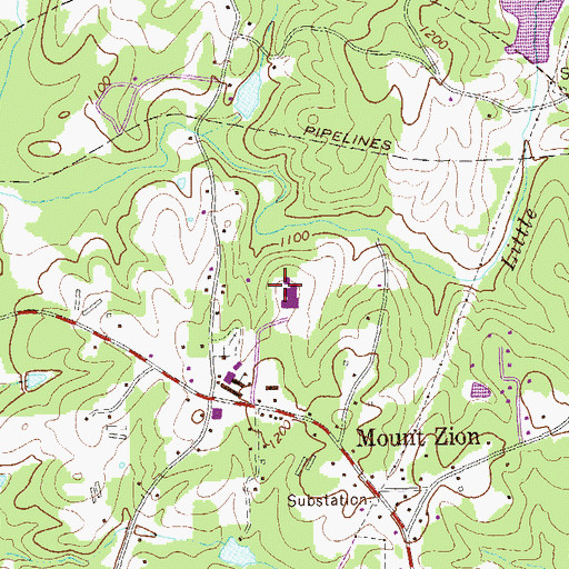 Topographic Map of Mount Zion High School, GA