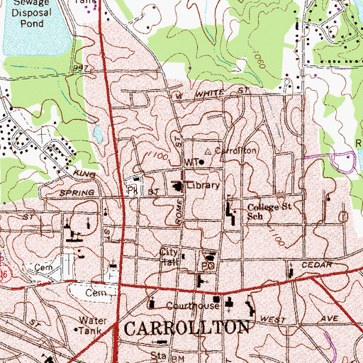 Topographic Map of Neva Lomason Memorial Library, GA
