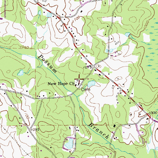 Topographic Map of New Hope Cemetery, GA