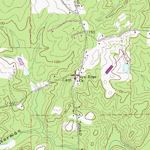 Topographic Map of New Hope Cemetery, GA