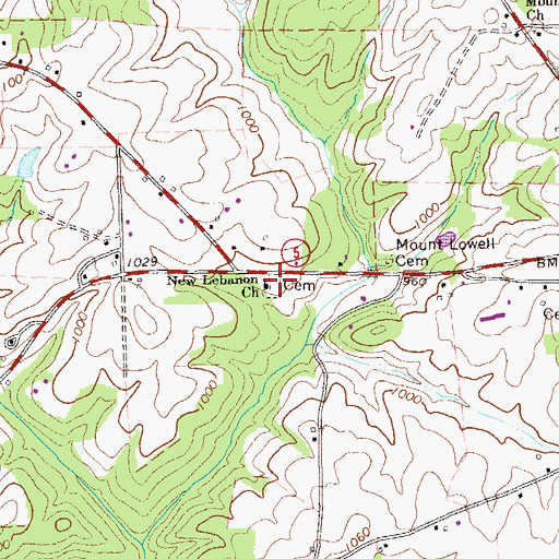 Topographic Map of New Lebanon Cemetery, GA