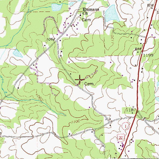 Topographic Map of Oak Grove Church, GA