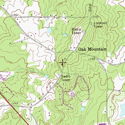 Topographic Map of Oak Mountain Chapel, GA