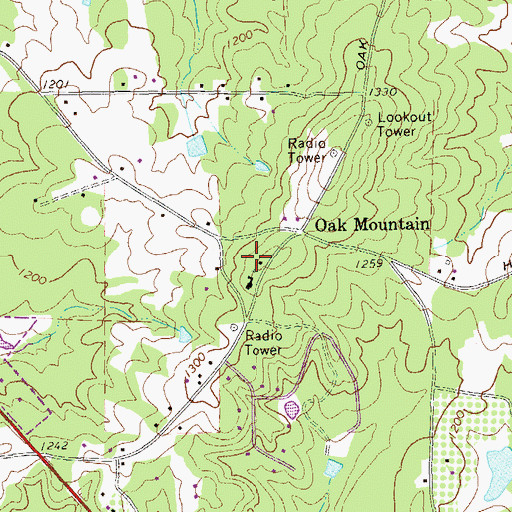 Topographic Map of Oak Mountain School (historical), GA