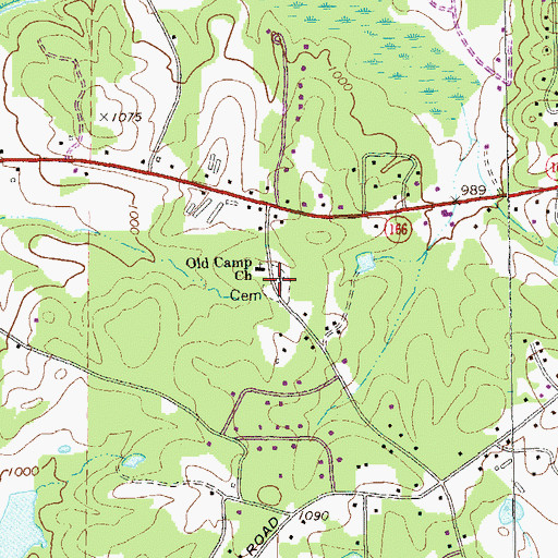 Topographic Map of Old Camp Cemetery, GA